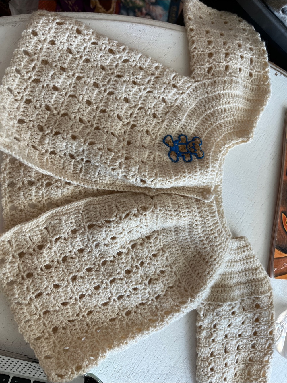 Vintage Hand crocheted Baby Jacket Size 3-6 months